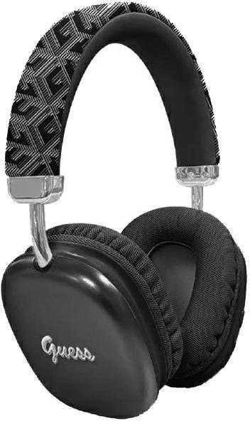 Guess GCube Metallic Script Logo Bluetooth belaidės ausinės su lankeliu ant galvos juodos spalvos