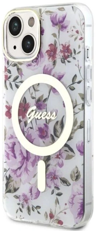 Guess GUHMP14SHCFWST Apple iPhone 14 / 15 / 13 6.1″ skaidrus kietas dėklas Flower MagSafe