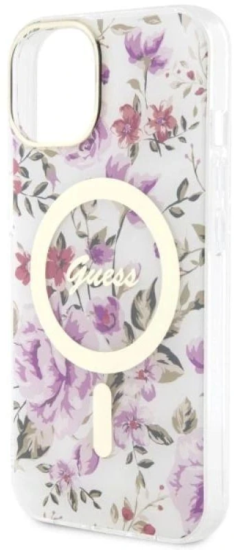 Guess GUHMP14SHCFWST Apple iPhone 14 / 15 / 13 6.1″ skaidrus kietas dėklas Flower MagSafe