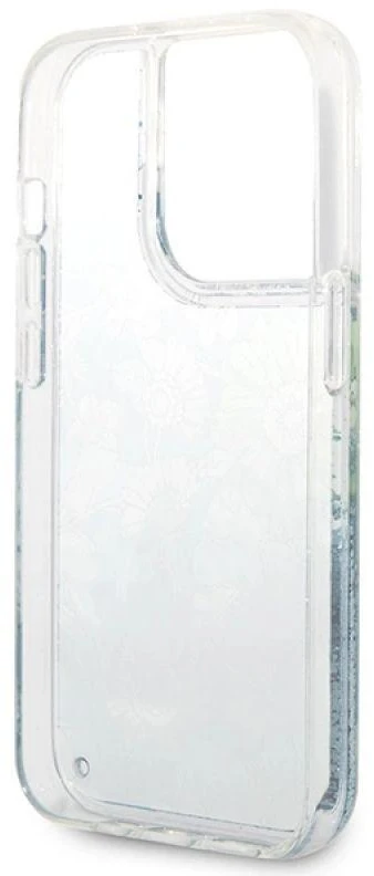 Guess GUHCP14XLFLSN Apple iPhone 14 Pro Max 6,7″ žalias kietas dėklas Flower Liquid Glitter