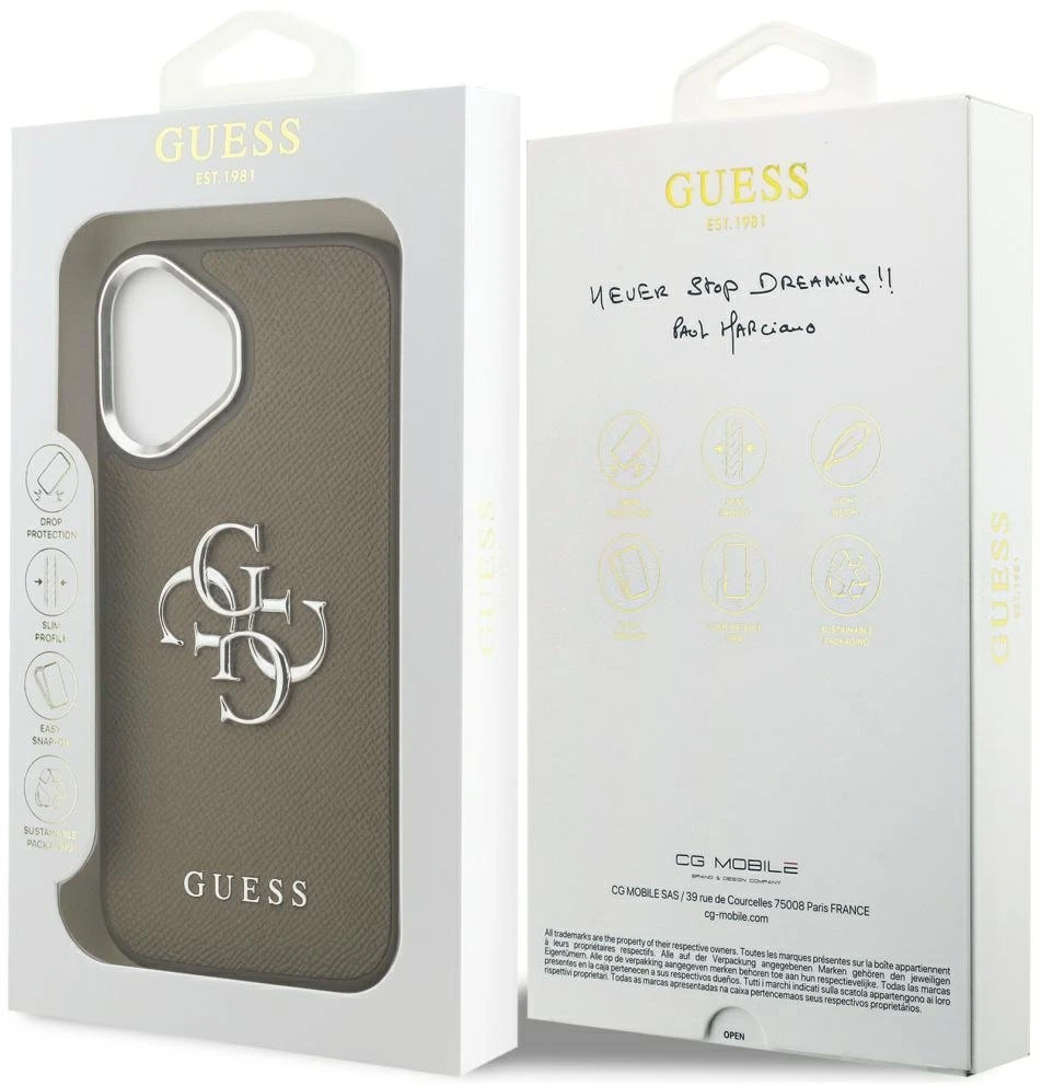 Guess Grained Big 4G Classic Logo - dėklas skirtas Apple iPhone 17 ruda