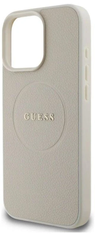 Guess GUHMP16XPGHSMME Apple iPhone 16 Pro Max 6.9″ beige kietas dėklas Grained Ring MagSafe