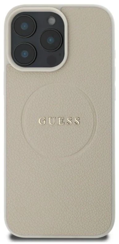 Guess GUHMP16XPGHSMME Apple iPhone 16 Pro Max 6.9″ beige kietas dėklas Grained Ring MagSafe