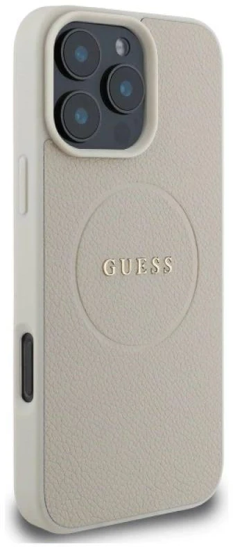 Guess GUHMP16XPGHSMME Apple iPhone 16 Pro Max 6.9″ beige kietas dėklas Grained Ring MagSafe