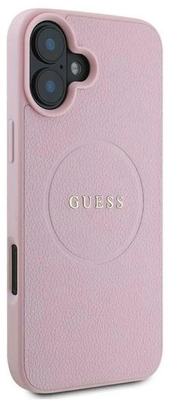 Guess GUHMP16MPGHSMMP Apple iPhone 16 Plus 6.7″ rožinės spalvos kietas dėklas Grained Ring MagSafe