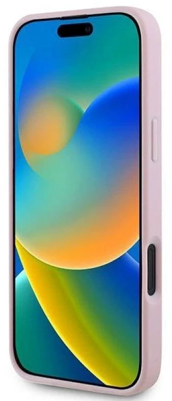 Guess GUHMP16MPGHSMMP Apple iPhone 16 Plus 6.7″ rožinės spalvos kietas dėklas Grained Ring MagSafe