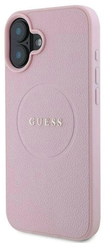Guess GUHMP16MPGHSMMP Apple iPhone 16 Plus 6.7″ rožinės spalvos kietas dėklas Grained Ring MagSafe