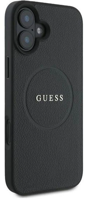 Guess GUHMP16MPGHSMMK Apple iPhone 16 Plus 6.7″ juodos spalvos kietas dėklas Grained Ring MagSafe