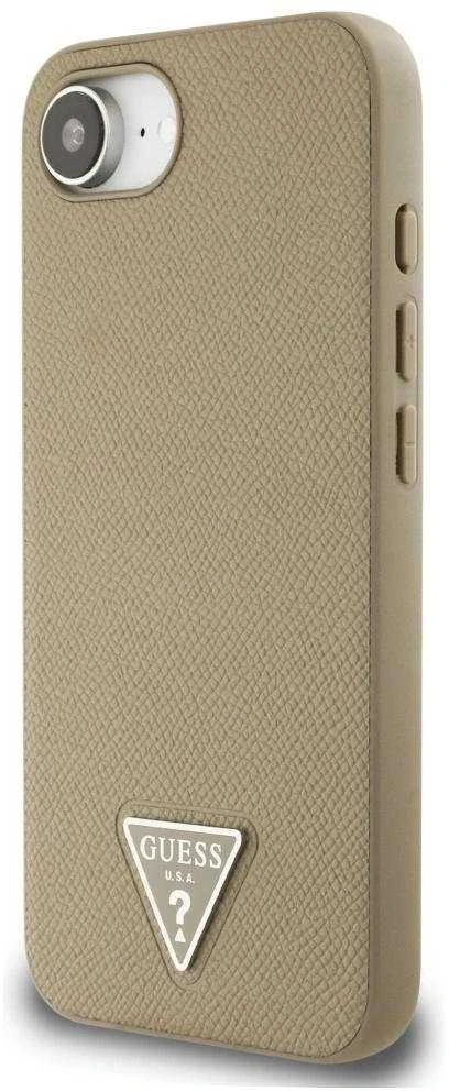 Guess Grained Triangle MagSafe dėklas iPhone 16e - ruda