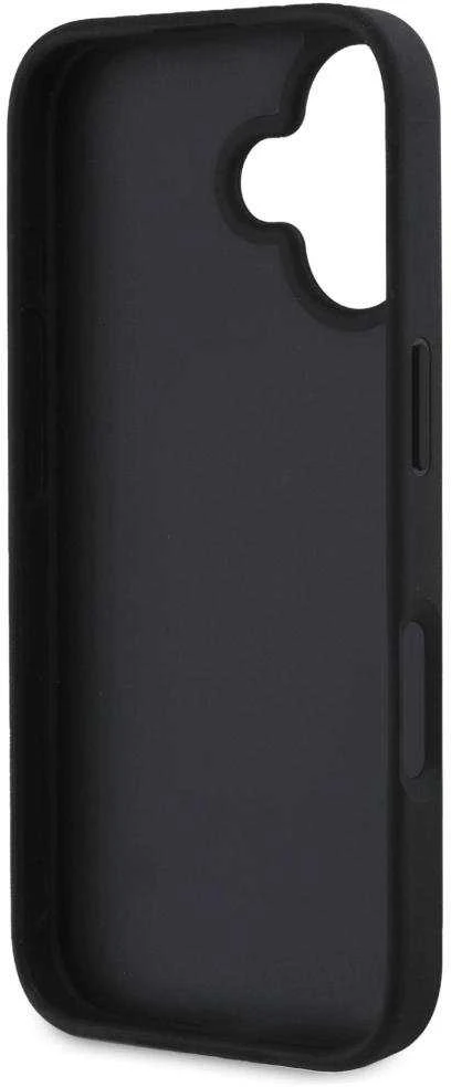 Guess Grained Big 4G Logo Small Classic Logo Apple iPhone 16 dėklas telefonui juodos spalvos