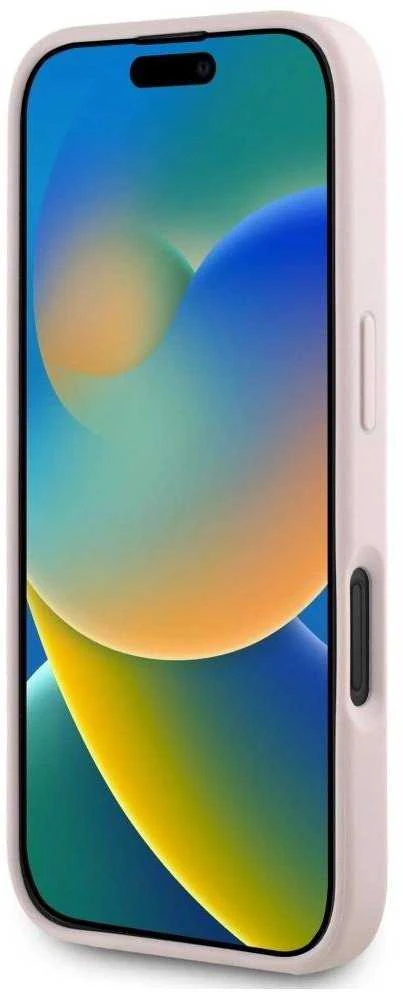 Dėklas Guess Grained Big 4G Logo Small Classic Logo Apple iPhone 16 rožinės spalvos