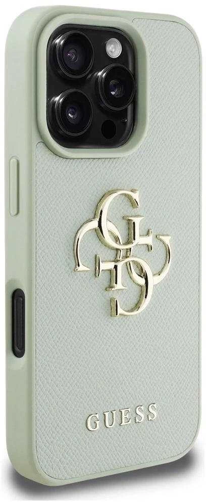 Dėklas Guess Grained Big 4G Logo Small Classic Logo Apple iPhone 16 Pro žalias