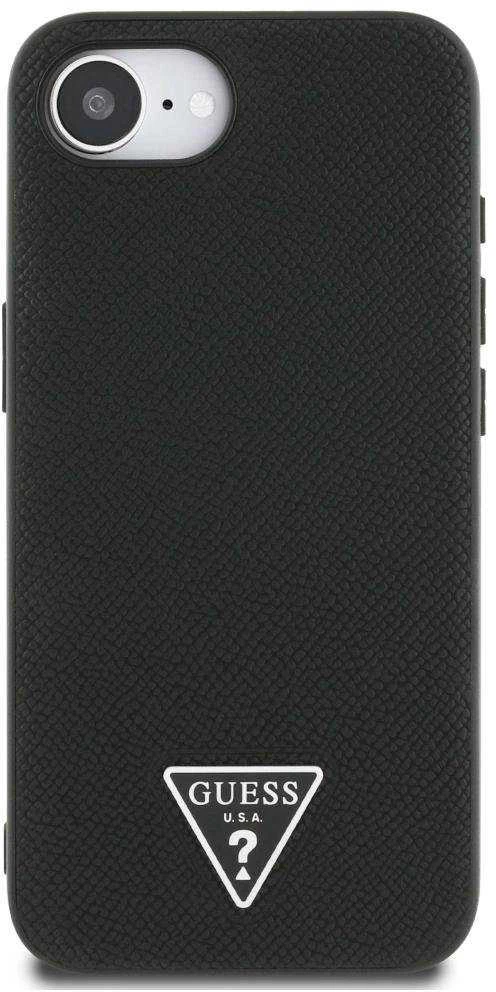 Guess Grained Triangle MagSafe dėklas iPhone 16e - juodas