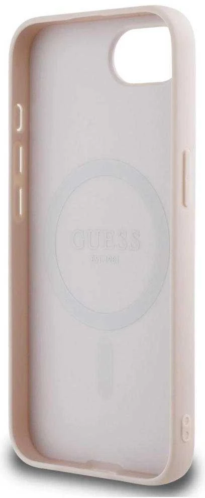 Guess PU Grained Classic Logo MagSafe Apple iPhone 16e dėklas telefonui rožinės spalvos