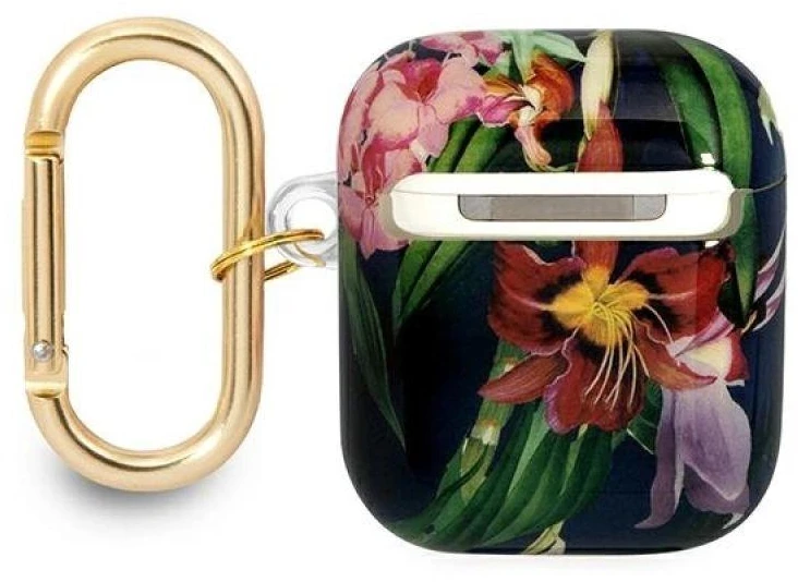 Guess GUA2HHFLB AirPods dėklas mėlynas/mėlynas Gėlių Dirželių Kolekcija