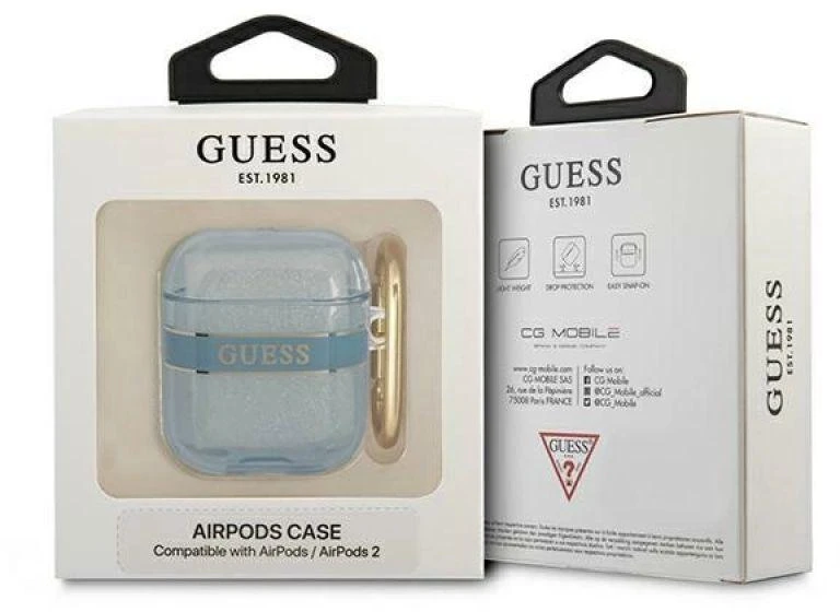 Guess GUA2HHTSB AirPods dėklas mėlynas/mėlynas Dirželių kolekcija