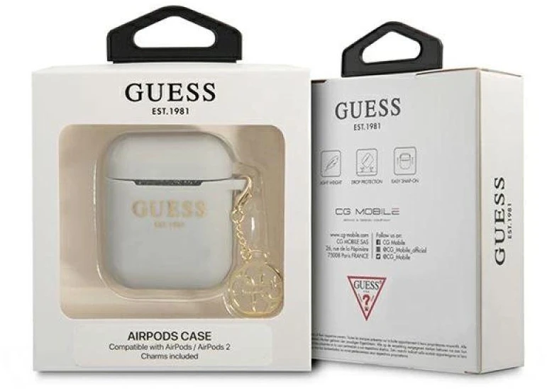 Guess GUA2LSC4EG AirPods dėklas pilkas/pilkas Silikoninis Charm 4G Collection