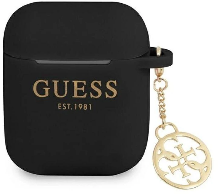 GUESS GUA2LSC4EK AIRPODS 1/2 COVER Juodas/Juodas SILICONE CHARM 4G COLLECTION