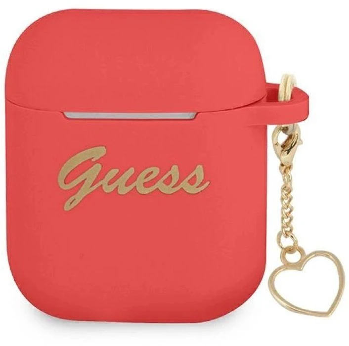 „Guess GUA2LSCHSR AirPods“ ausinės su raudonais silikoniniais pakabukais, širdelių kolekcija