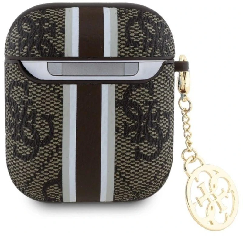 Guess GUA2P4RPSW AirPods 1/2 dėklas rudos spalvos 4G Printed Stripes Charm