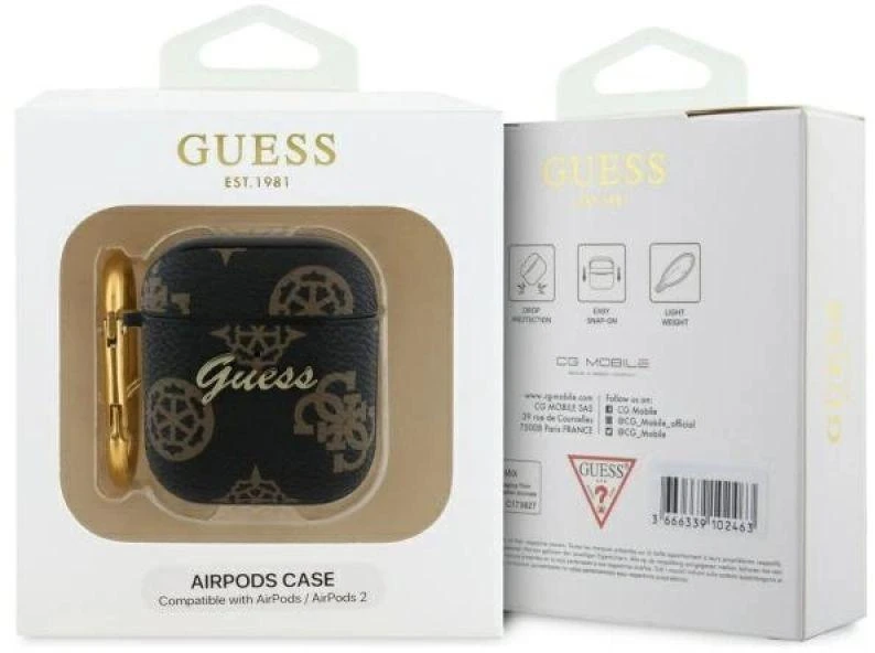 Guess GUA2PG4GPK AirPods 1/2 dėklas juodos spalvos 4G Hook