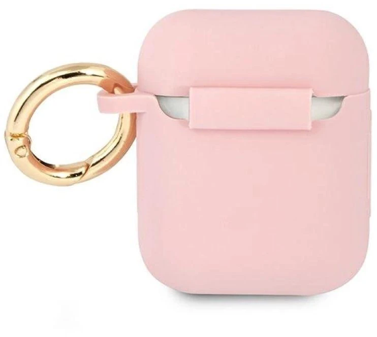 Guess GUA2SSSI silikoninis AirPods dėklas, rožinė/rožinė, Vintage Script