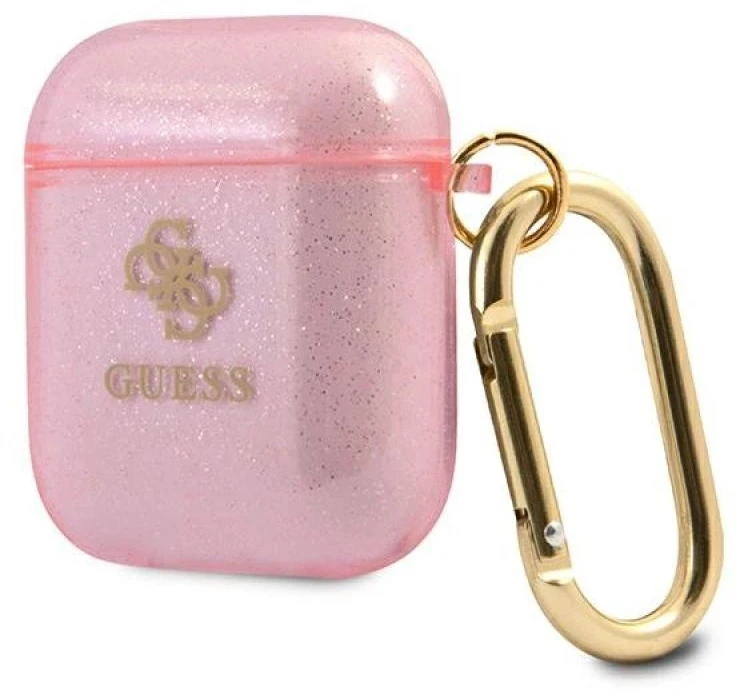 Guess GUA2UCG4GP AirPods dėklas rožinė/rožinė Blizgučių kolekcija