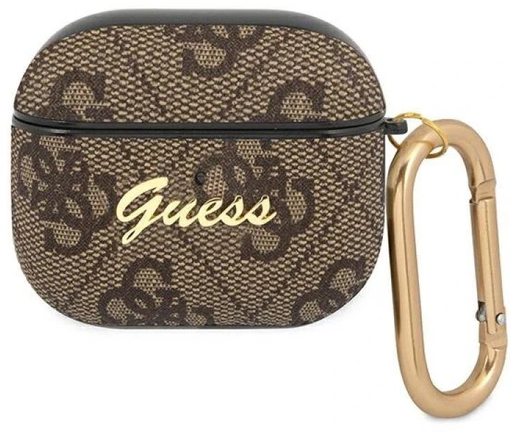 Dėklas Guess GUA34GSMW AirPods 3 dangtelis ruda / ruda 4G Script Metal Collection