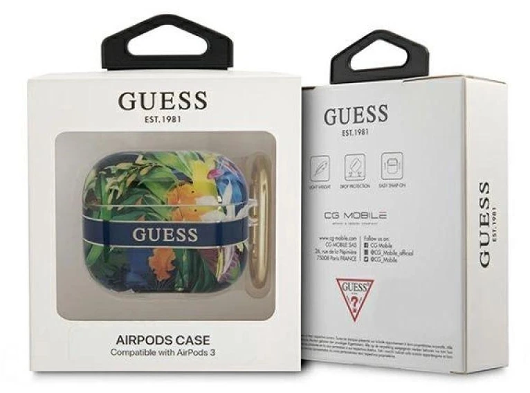 Guess GUA3HHFLB AirPods 3 dangtelis mėlynos/mėlynos Gėlių dirželių kolekcija