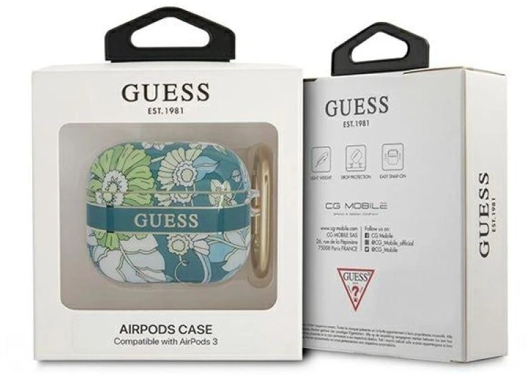 Guess GUA3HHFLN AirPods 3 dėklas žalias/žalias „Flower Strap Collection“