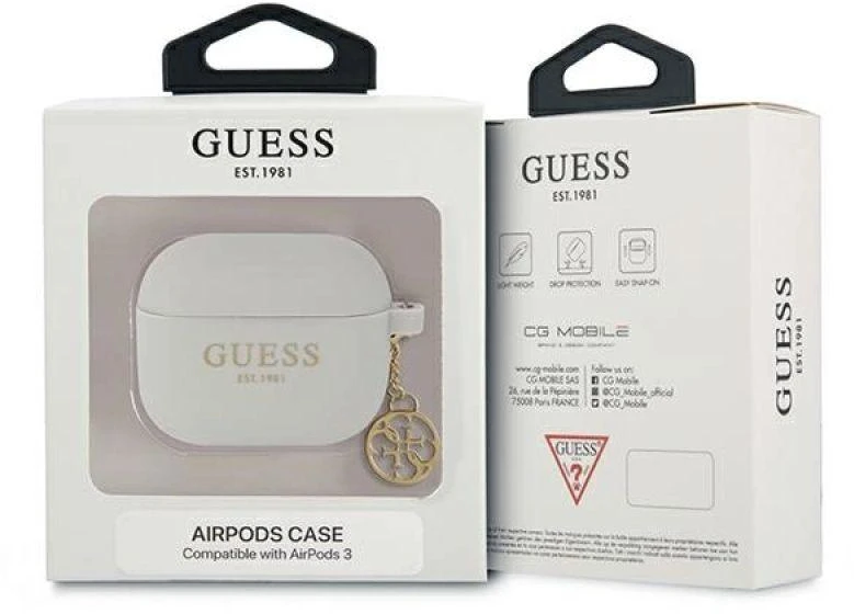 Guess GUA3LSC4EG AirPods 3 dėklas pilkas/pilkas Silikoninis 4G Collection