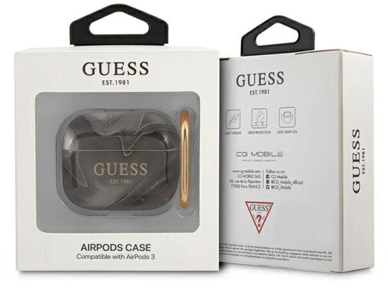 Guess GUA3UNMK AirPods 3 dėklas juodas/juodas Marmuro kolekcija