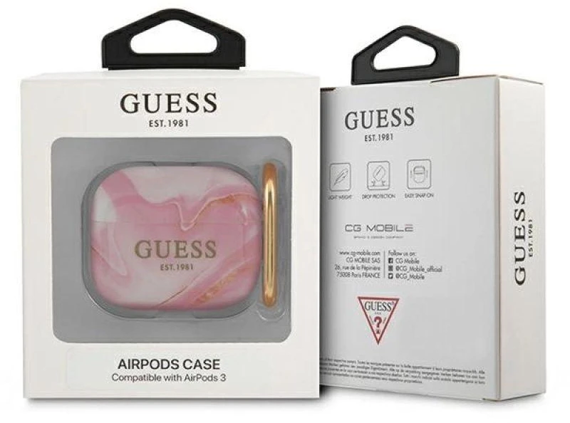 Guess GUA3UNMP AirPods 3 dėklas rožinis/rožinis Marble Collection