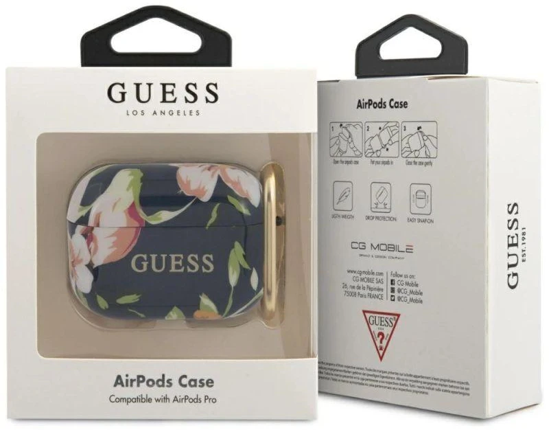 Guess GUACAPTPUBKFL03 AirPods Pro dėklas, mėlynas/mėlynas, N.3 Gėlių kolekcija