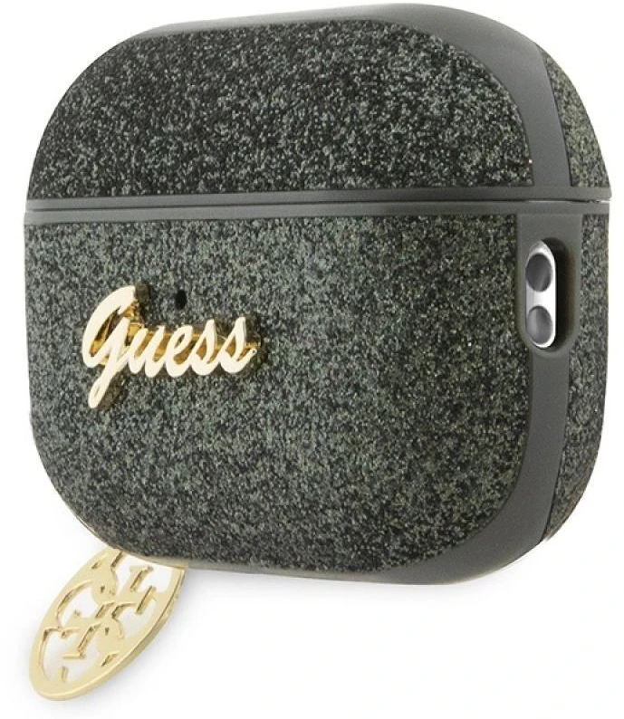 Guess GUAP2GLGSHA AirPods Pro 2 apsauginis dėklas žalias/chaki Blizgučių 4G Charm