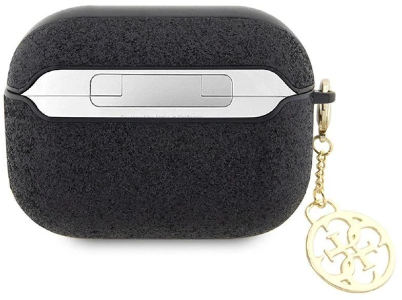 Guess GUAP2GLGSHK AirPods Pro 2 dėklas, juodas/juodas su blizgančiomis detalėmis, 4G Charm