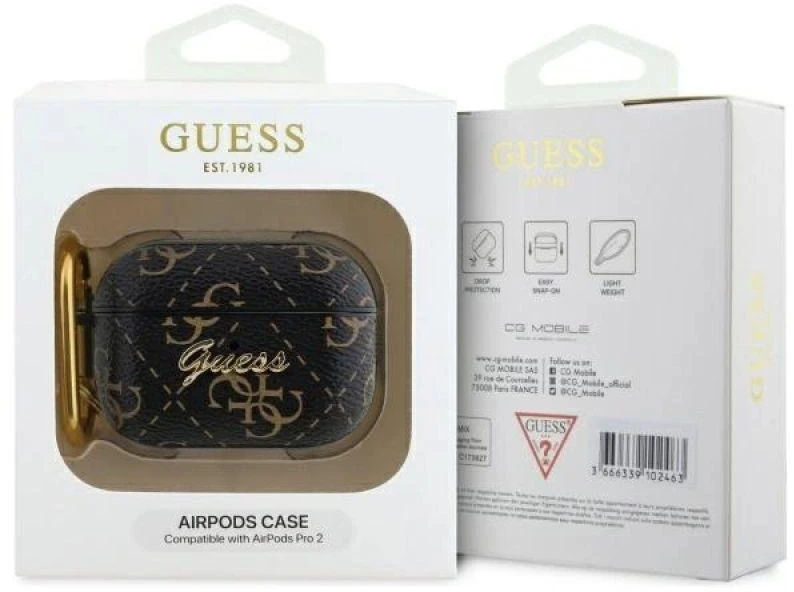 Guess GUAP2PG4GPK AirPods Pro 2 (2022/2023) dėklas juodos spalvos 4G Hook