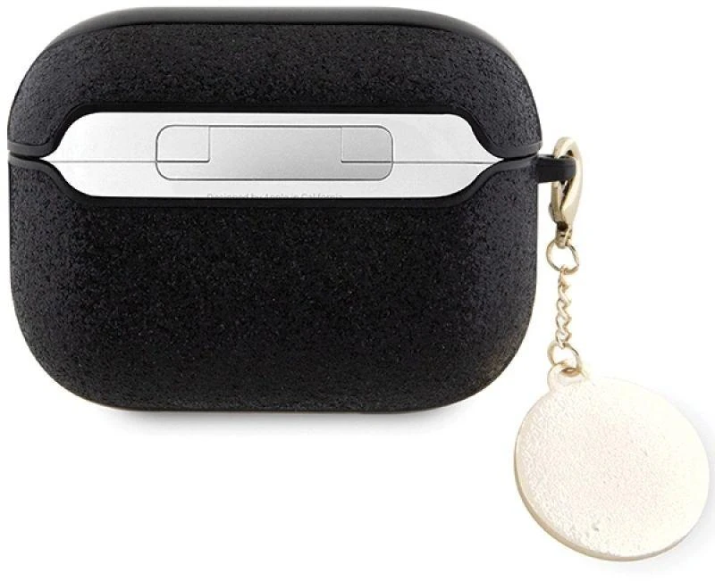 Guess GUAP2PGEHCDK AirPods Pro 2 (2022/2023) dėklas juodos spalvos Fixed Glitter Heart Diamond Charm