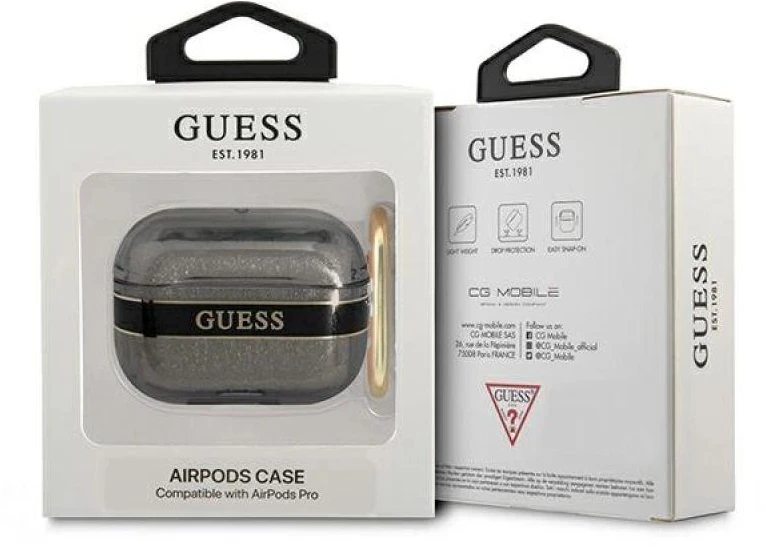 Guess GUAPHHTSK AirPods Pro dėklas juoda/juoda Strap Collection