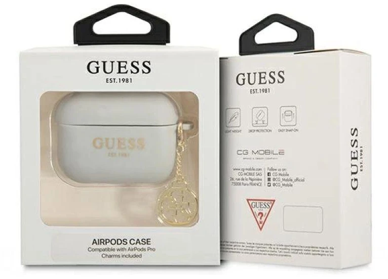 Guess GUAPLSC4EG AirPods Pro dangtelis pilkos/pilkos spalvos, Silikoninis, 4G Kolekcija