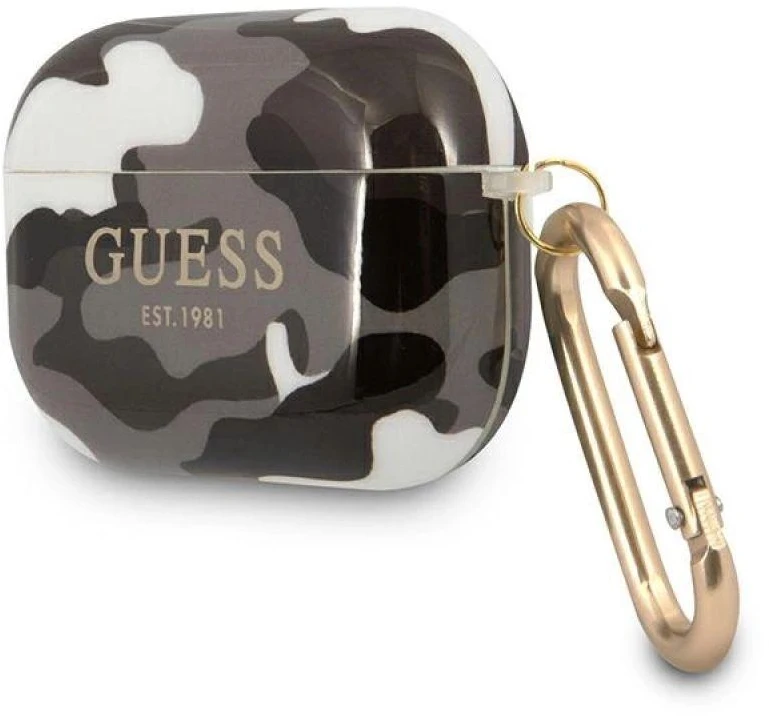 Guess GUAPUCAMG AirPods Pro dėklas juoda/juoda Camo kolekcija