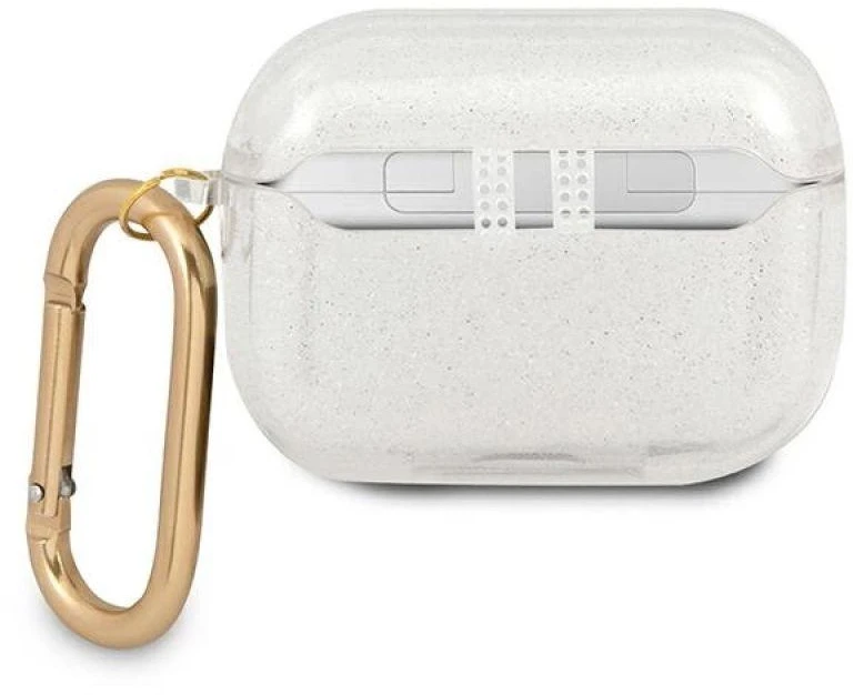 Guess GUAPUCG4GT AirPods Pro dėklas, skaidrios blizgučių kolekcijos