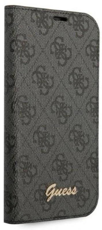 Dėklas Guess GUBKP14SHG4SHK Apple iPhone 14 / 15 / 13 6.1″ juodos spalvos book 4G Vintage Gold Logo
