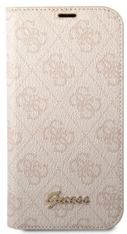 Dėklas Guess GUBKP14XHG4SHP Apple iPhone 14 Pro Max 6,7″ rožinės spalvos book 4G Vintage Gold Logo