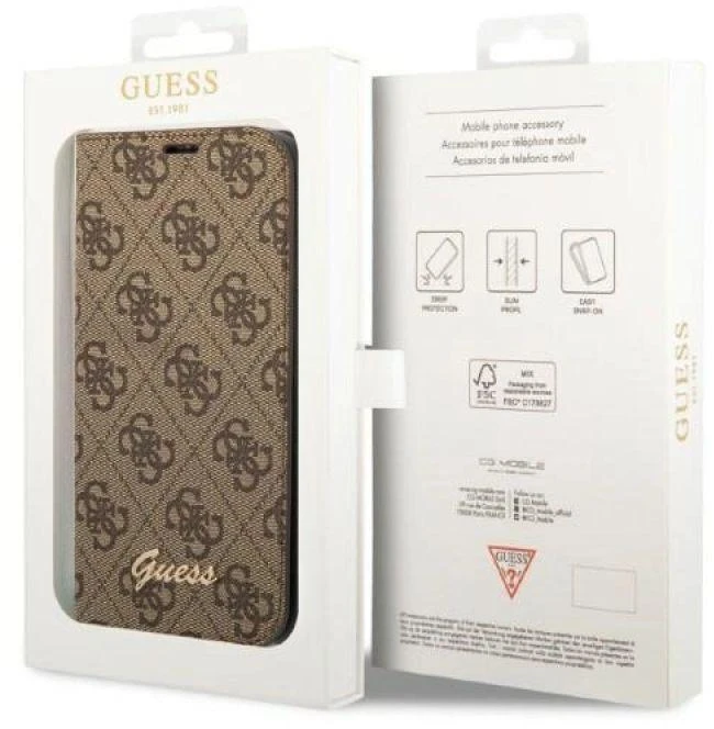 Dėklas Guess GUBKP14XHG4SHW Apple iPhone 14 Pro Max 6,7" ruda book 4G Vintage Gold Logo