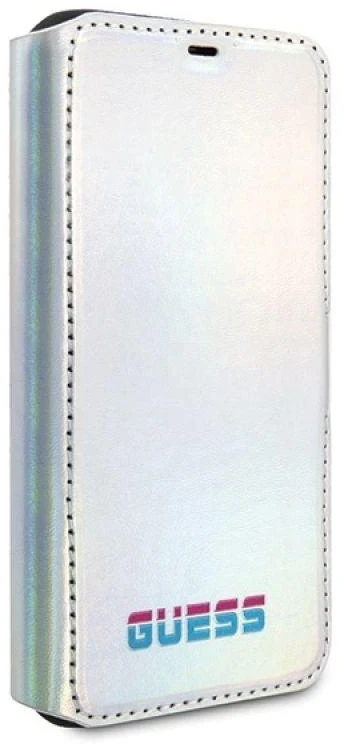 Guess dėklas iPhone 11 Pro GUFLBKN58BLD sidabrinis atverčiamas dėklas Vaivorykštis