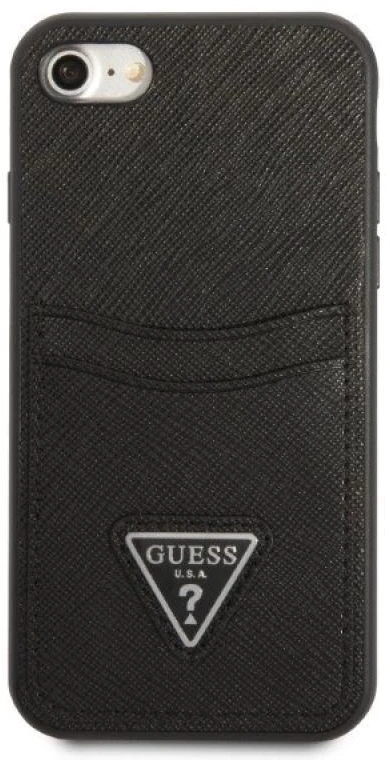 Guess GUHCI8PSATPK Apple iPhone 7/8 SE 2020 /SE 2022 kietas dėklas juodos spalvos kietas dėklas Saffiano Triangle Logo