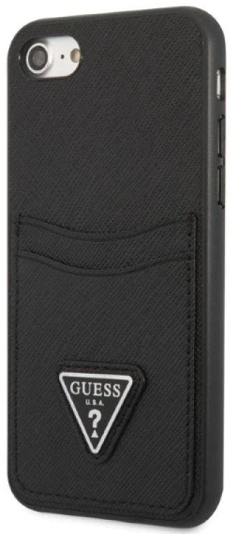 Guess GUHCI8PSATPK Apple iPhone 7/8 SE 2020 /SE 2022 kietas dėklas juodos spalvos kietas dėklas Saffiano Triangle Logo
