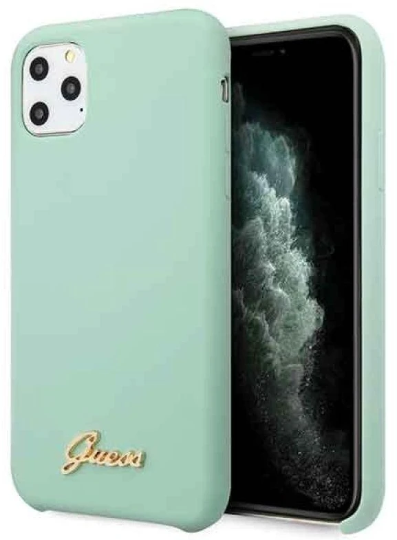 Original Apple iPhone 11 Pro Guess Hard silikoninis Vintage Gold Logo (GUHCN58LSLMGG) dėklas telefonui mėtų spalvos