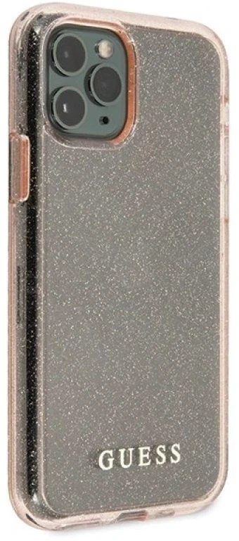 GUESS kietas dėklas blizgučiais GUHCN58PCGLPI IPHONE 11 PRO Rožinis